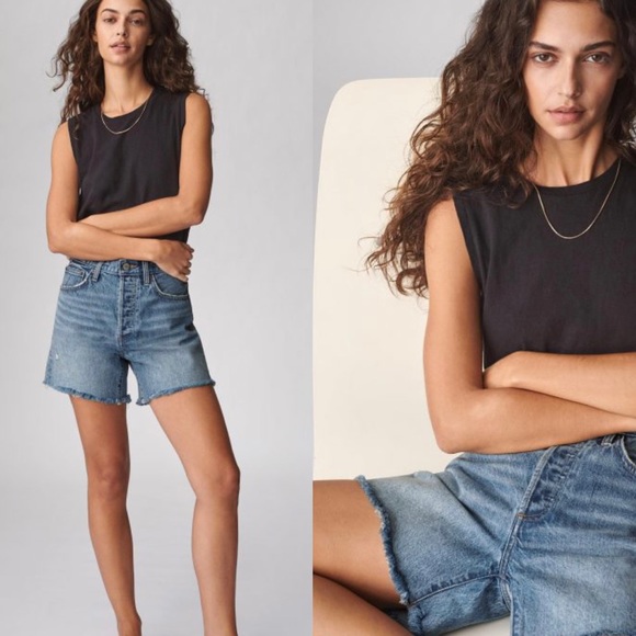 Denim Forum Pants - Denim Forum High-Rise Light Blue Jean Shorts